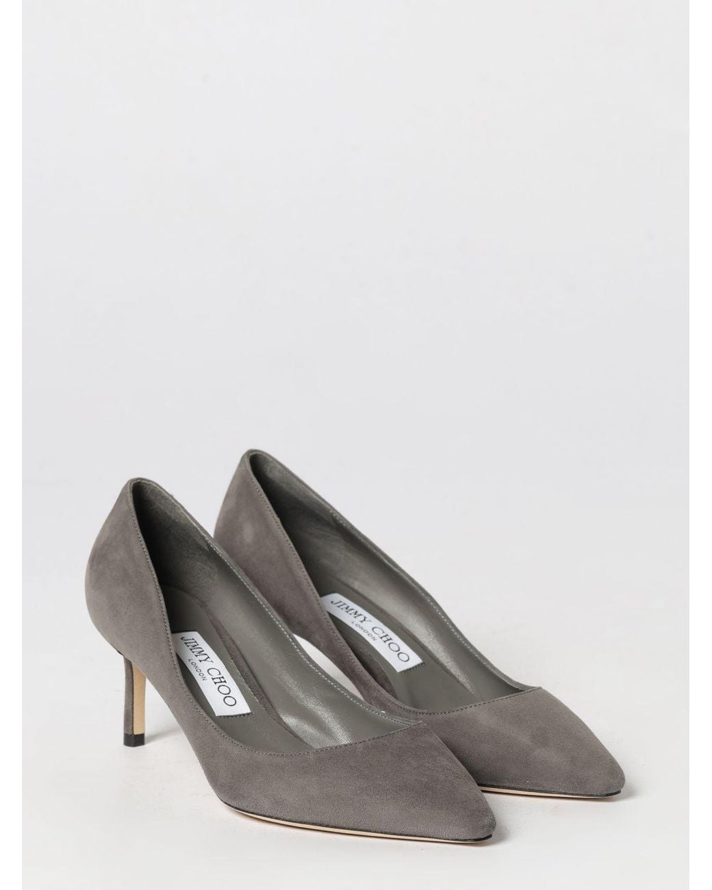 Jimmy Choo White Romy Suede Pumps With A Mid-Stiletto Heel