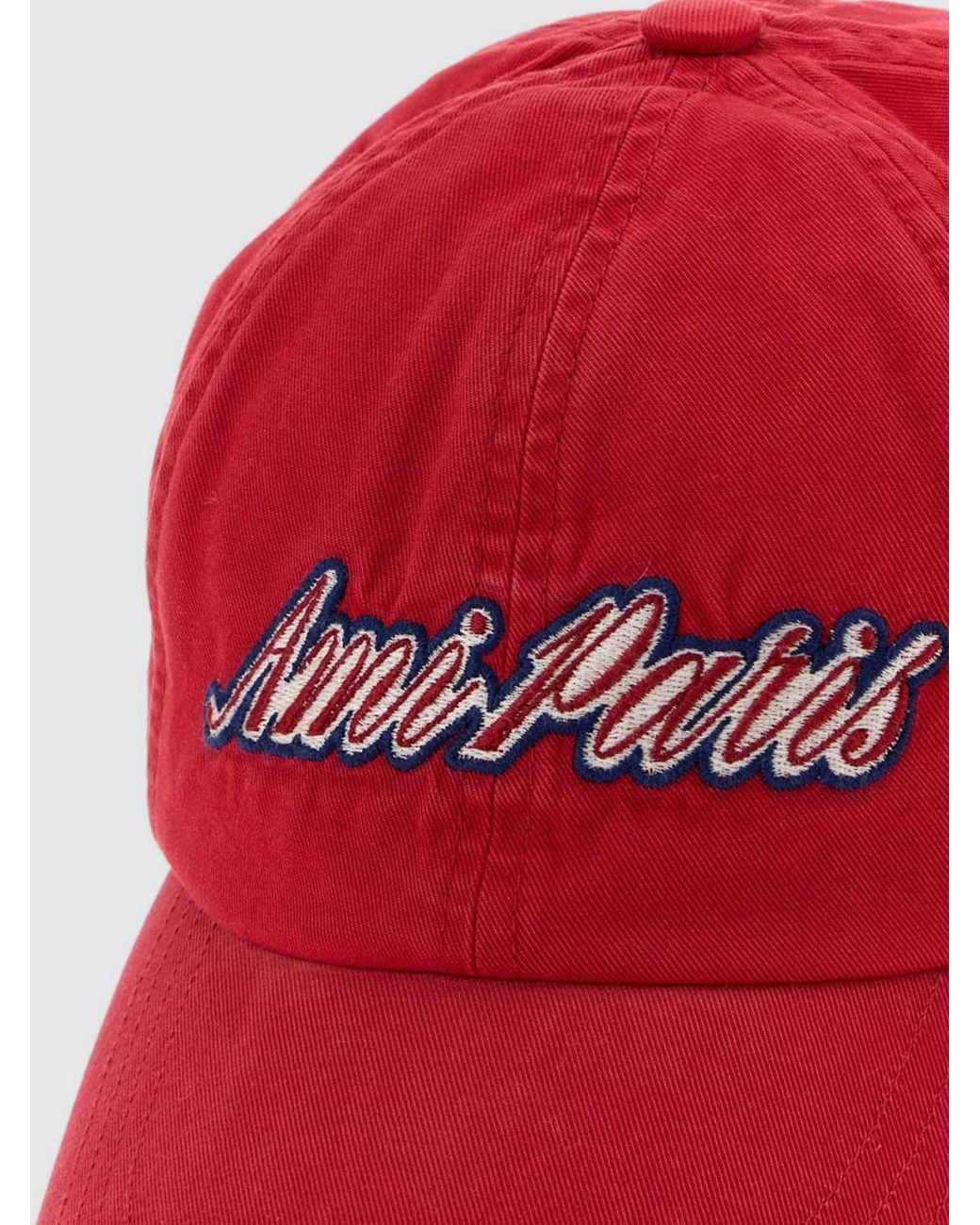 AMI Red Cotton Baseball Cap With Contrast Logo for men