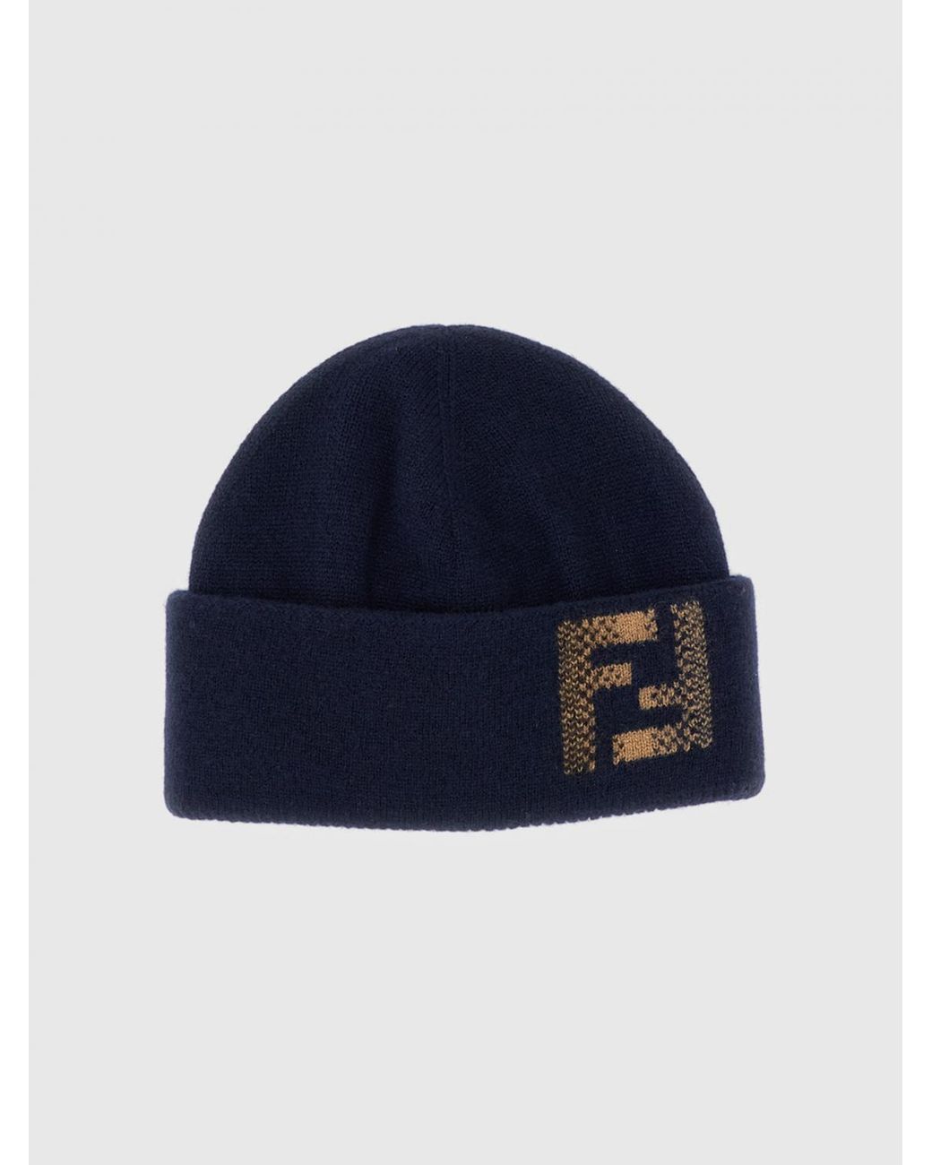 Fendi Blue Ff Wool Blend Hat for men