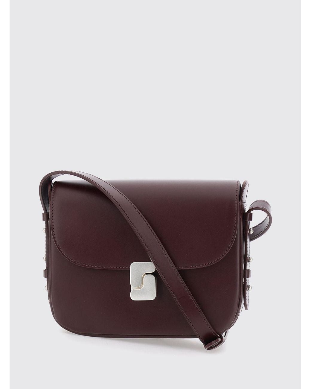 Soeur Purple Bellissima Smooth Leather Mini Crossbody Bag With Buckle