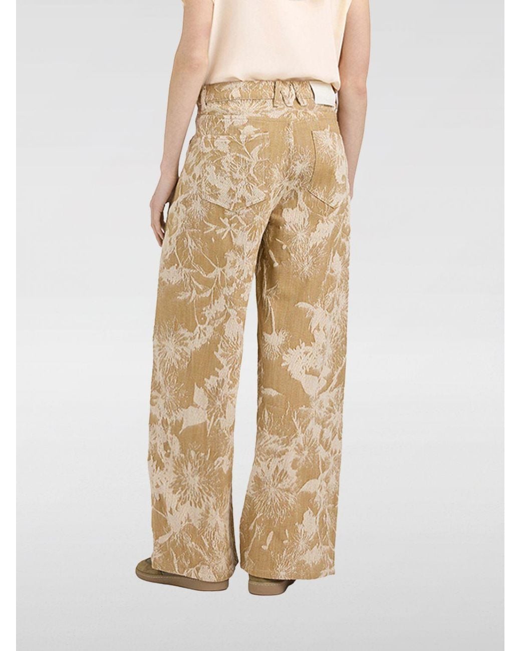 Momoní Natural Momon&Igrave High-Waisted Floral Print Cotton Wide Leg Trousers