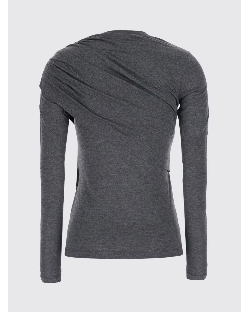 Isabel Marant Gray Draped Long-Sleeved Viscose Top