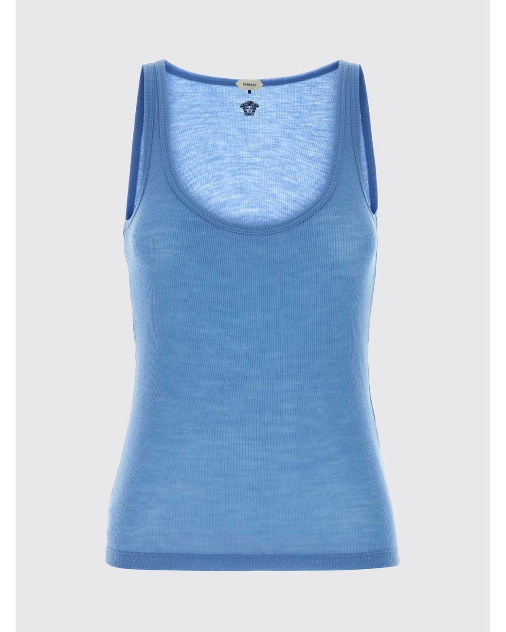Versace Blue Medusa Virgin Wool Top
