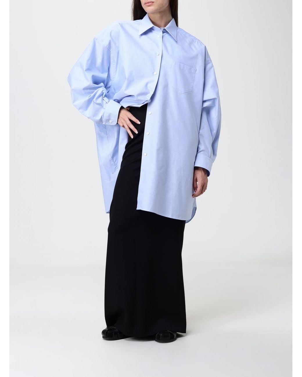 Maison Margiela Black High-Waisted Wool Wide-Leg Trousers With Four Stitches