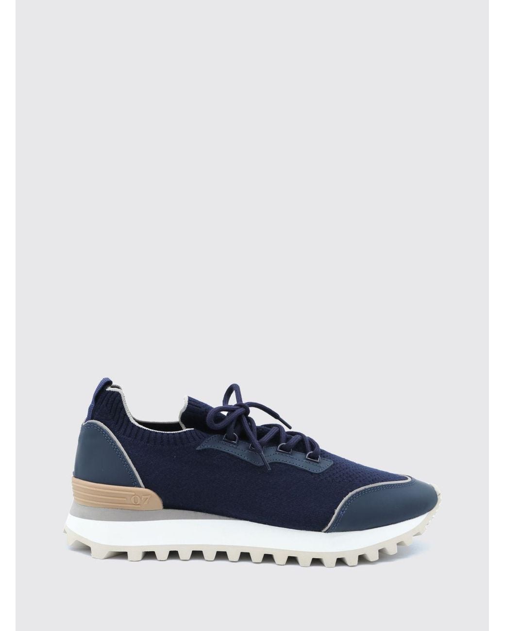 Eleventy Blue Low Top Wool Blend Trainers With Serrated Sole for men