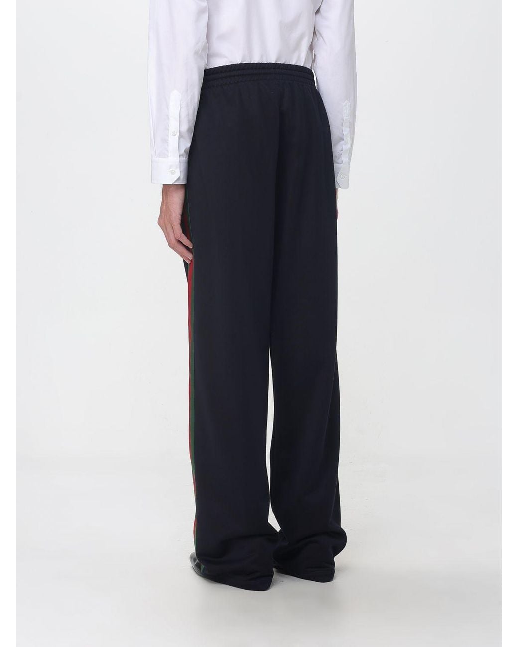 Gucci Blue Wide-Leg Silk-Blend Jogging Trousers With Web Detail for men