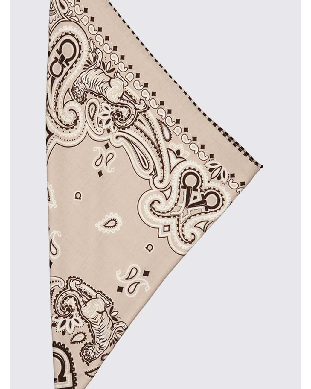Ferragamo Natural Arabesque Cashmere And Wool Triangle Scarf With Logo for men