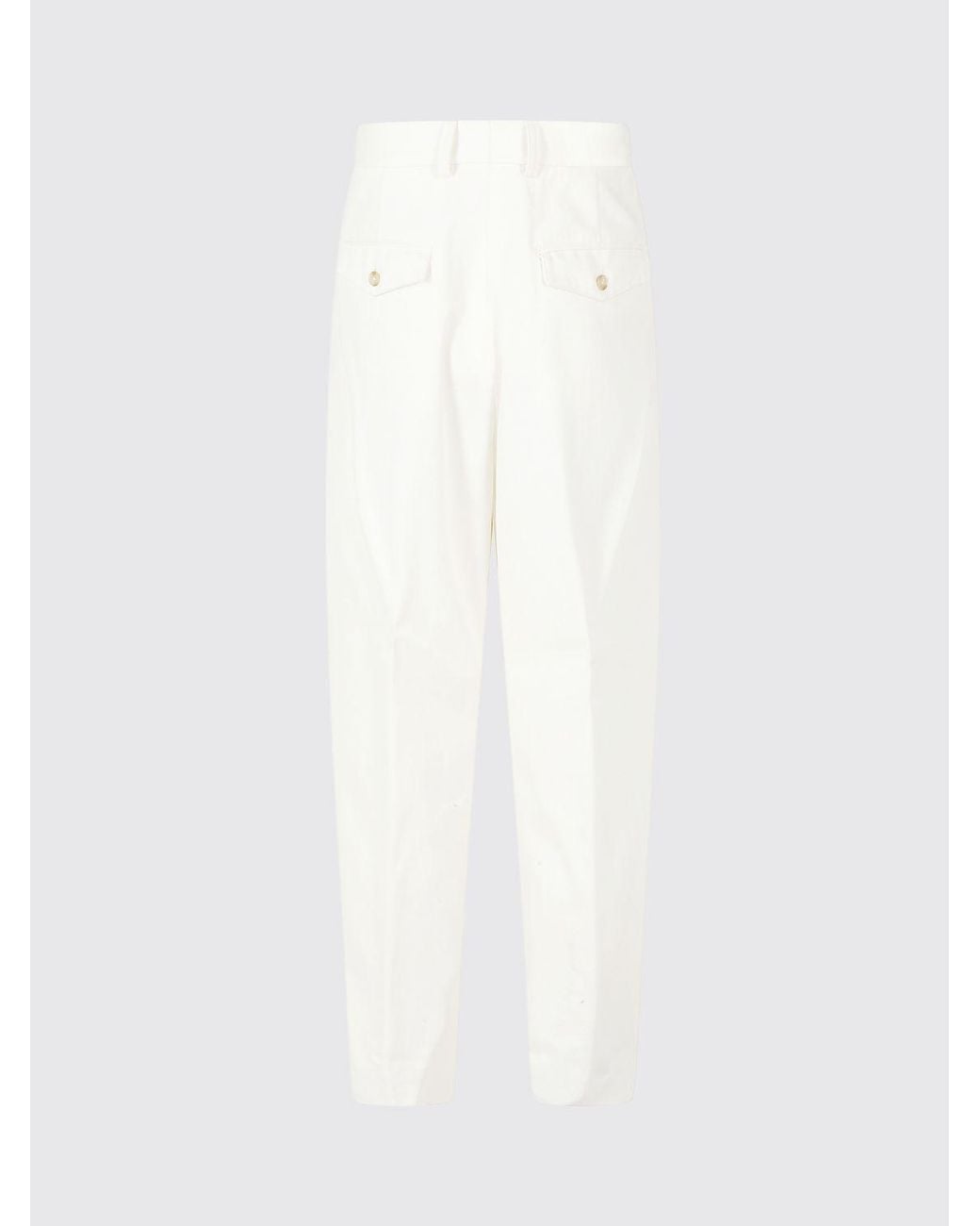 Eleventy White Slim Fit Pleated Stretch-Cotton Chino Trousers for men
