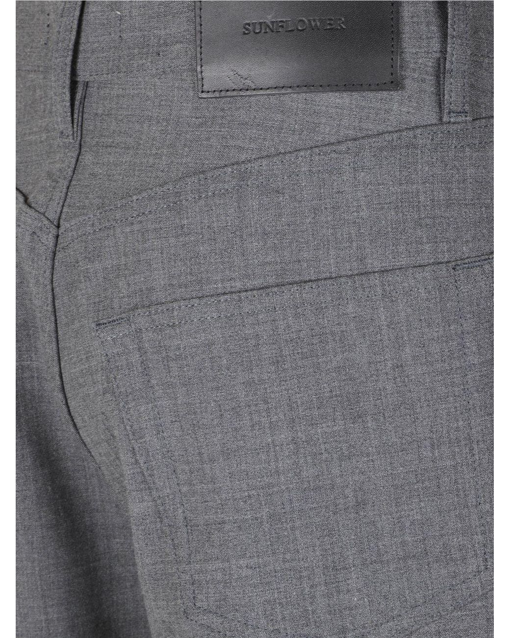 sunflower Gray Slim Fit 5-Pocket Wool Blend Trousers For A Classic Style for men