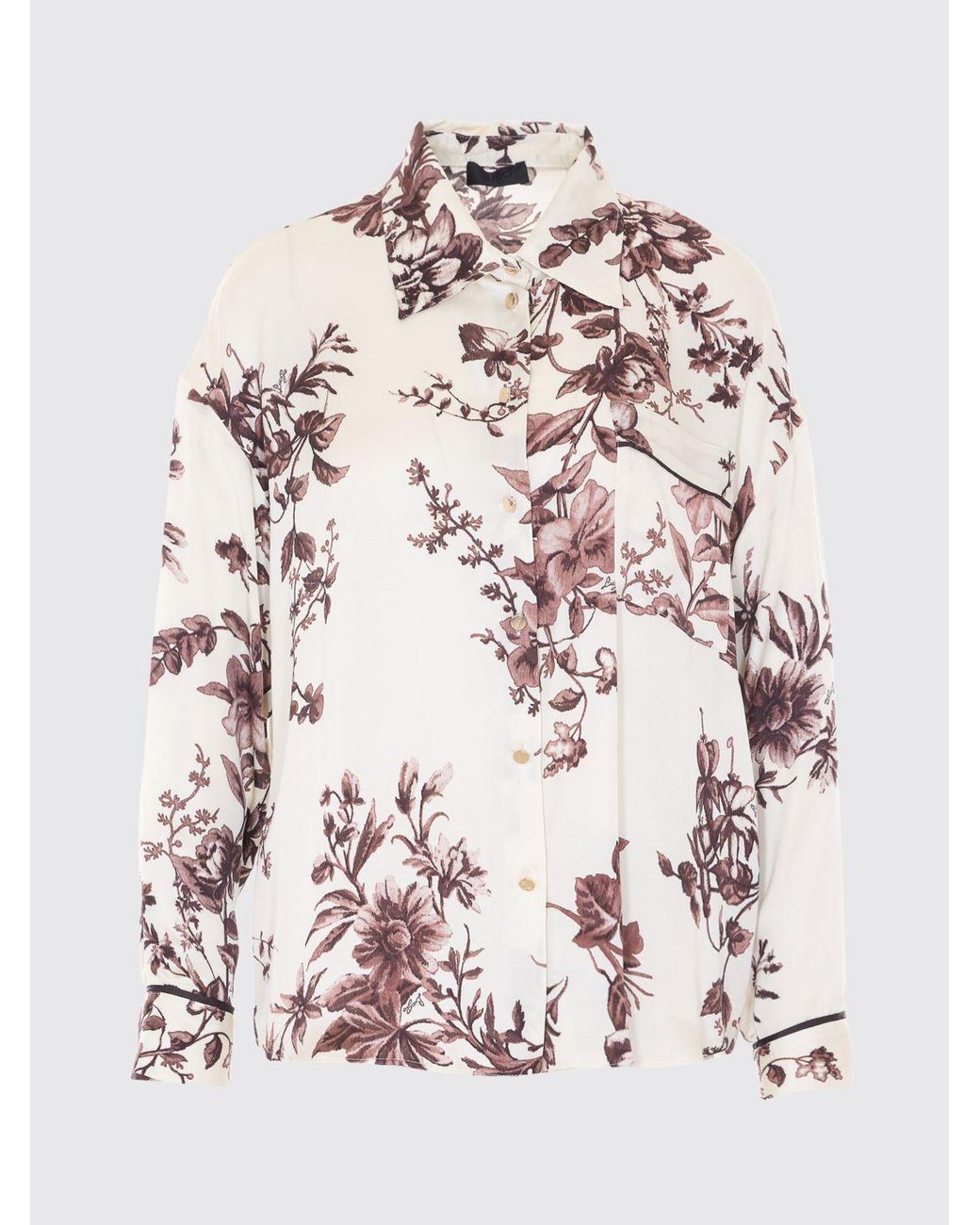 Liu Jo Natural Viscose Shirt With Floral Print