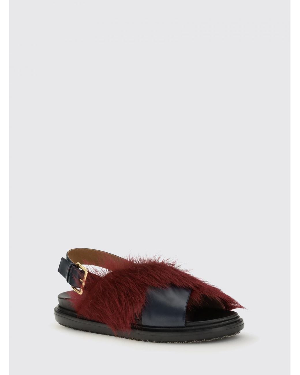Marni Brown Leather And Fur Sandals