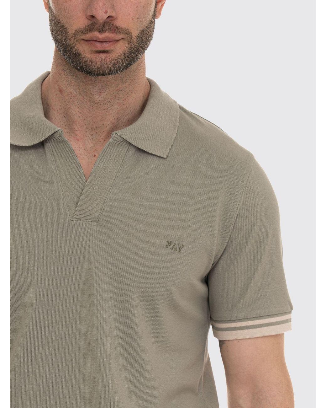 Fay Gray Basic Cotton Polo Shirt for men