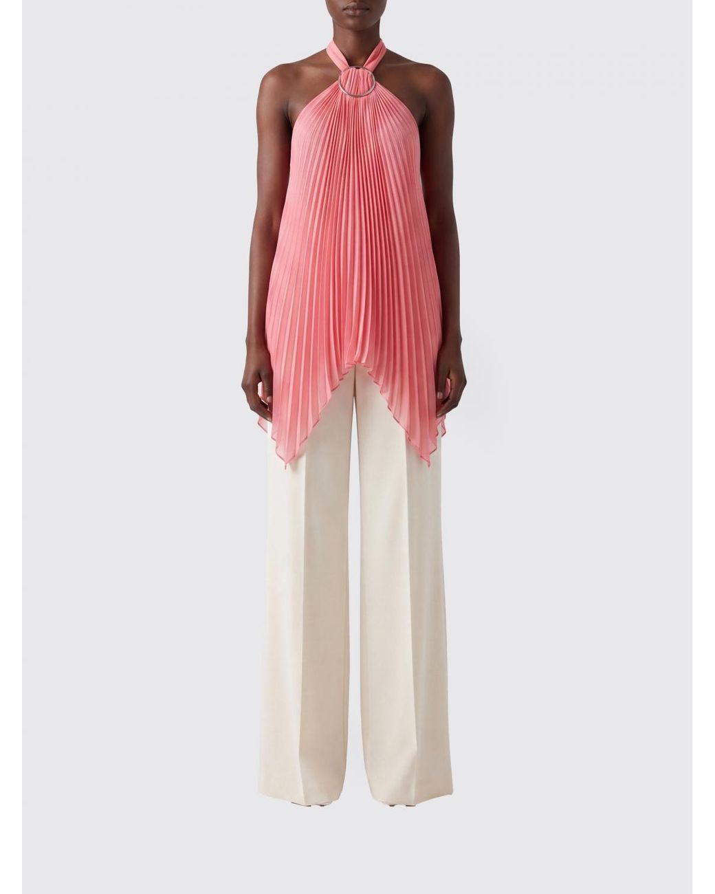 Max Mara Red Valzer Pleated Polyester Top