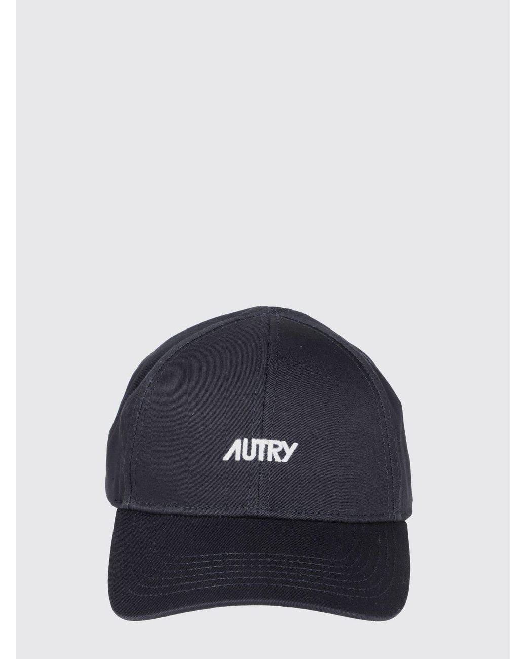 Autry Blue Ribbed Wool Beanie Hat With Turn-Up Cuff And Contrast Logo for men