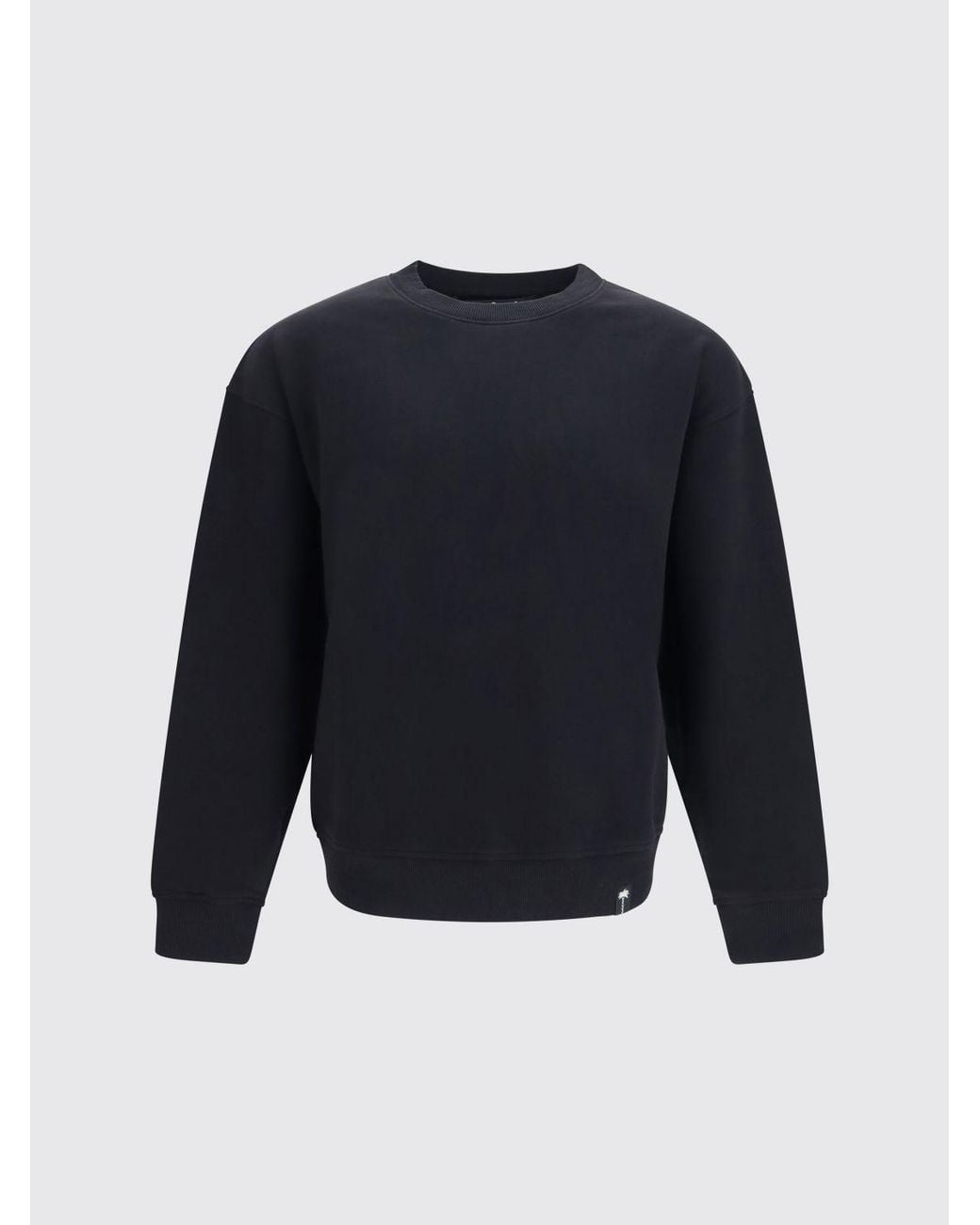 Palm Angels Blue Contrast Logo Dropped-Shoulder Cotton Crewneck Sweatshirt for men