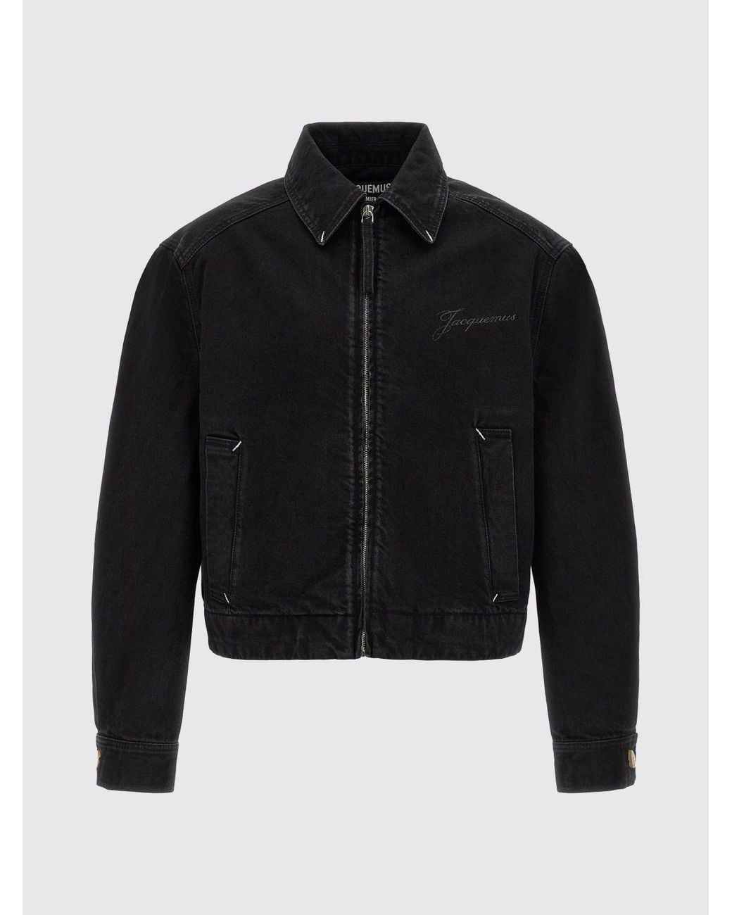 Jacquemus Blue Cotton Denim Shirt Jacket With Zip Closure for men