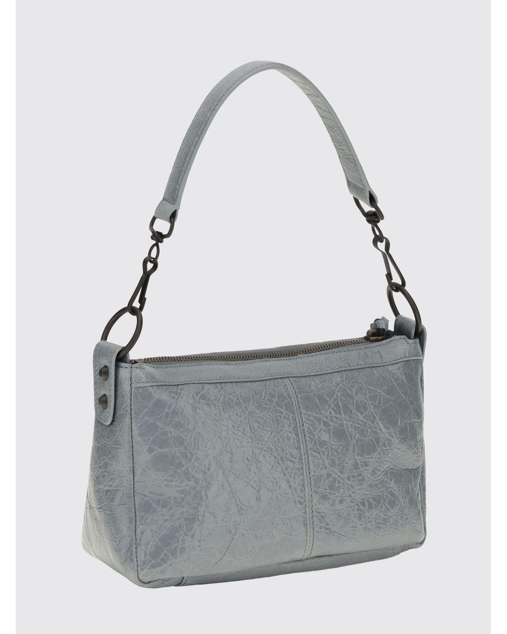 Balenciaga Gray Le City Moto Studded Arena Lambskin Mini Bag
