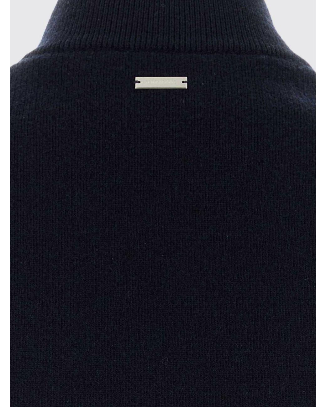 Ferragamo Blue Pure Wool Bomber Jacket With Turtleneck Collar And Zip Closure for men