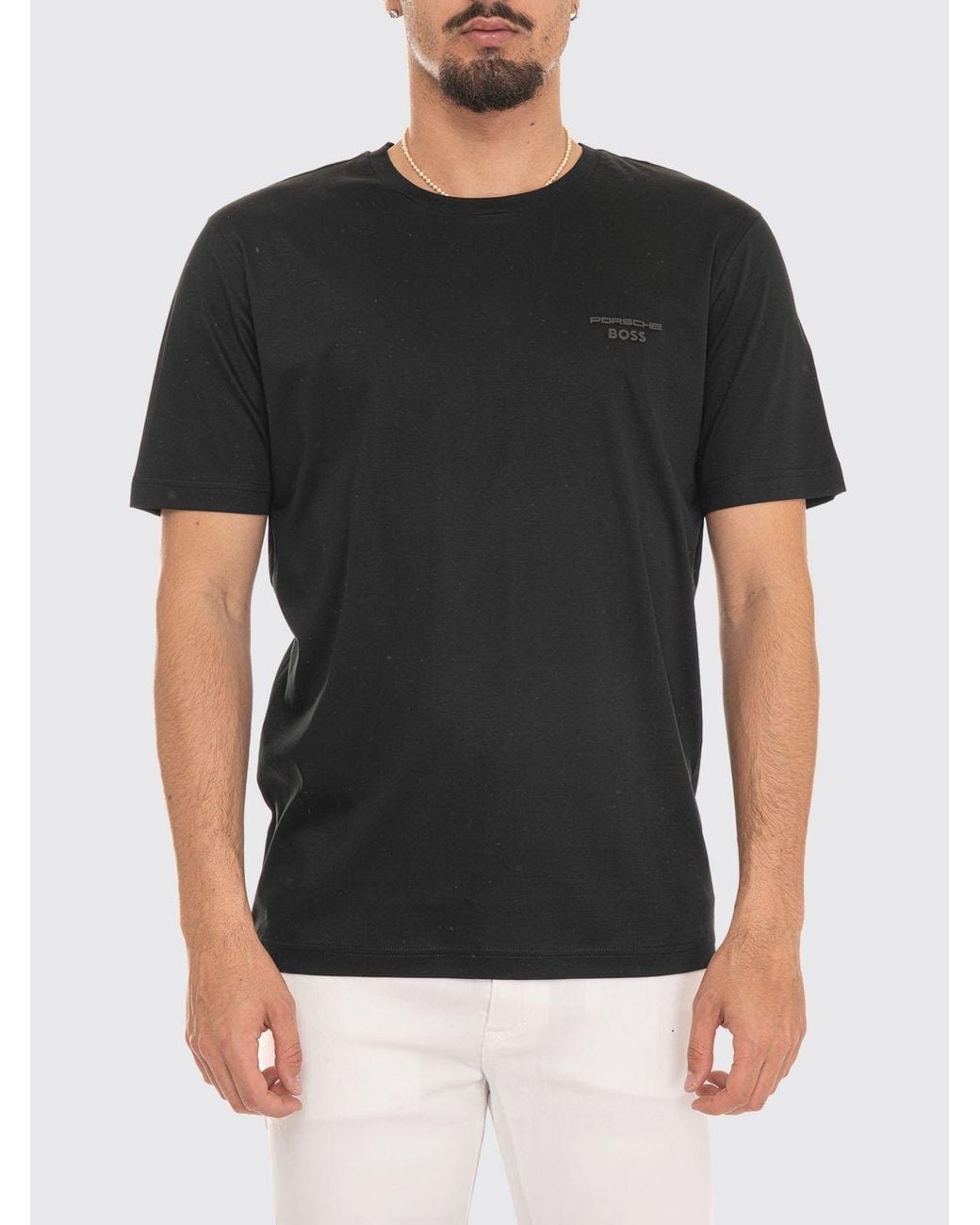Boss Black Cotton Crew-Neck T-Shirt With Tone-On-Tone Logo On The Chest for men