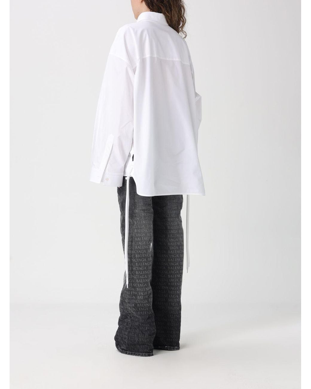 Camisa Oversize De Algodón Balenciaga de color White