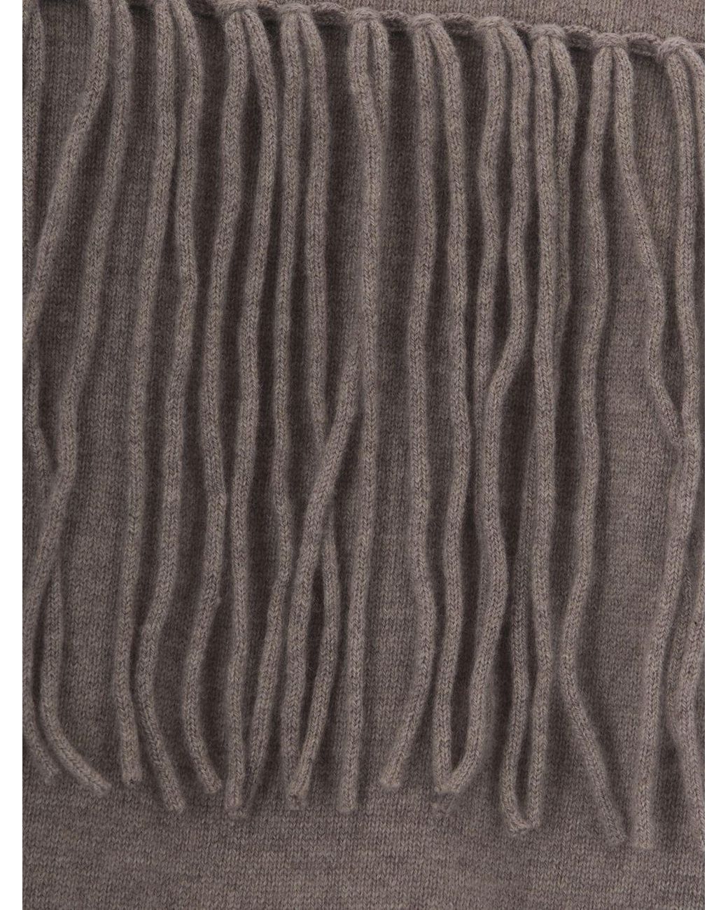 P.A.R.O.S.H. Gray 100% Cashmere Turtleneck Jumper P.A.R.O..H. With Fringes And Dropped Shoulders