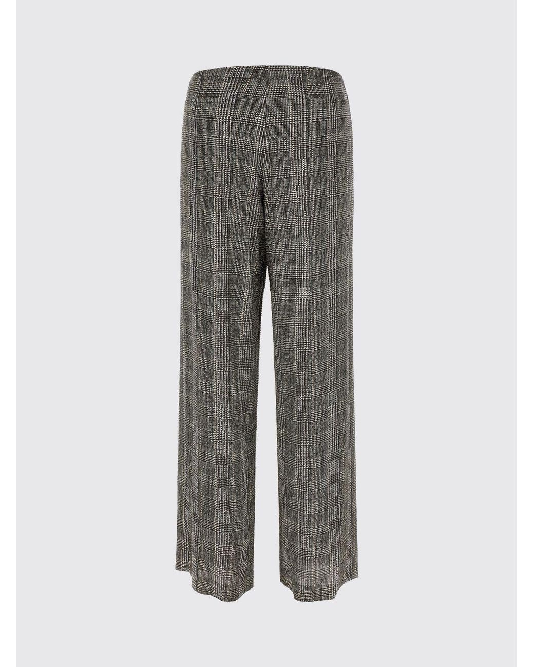 Ermanno Scervino Gray Prince Of Wales High-Waisted Wide-Leg Trousers