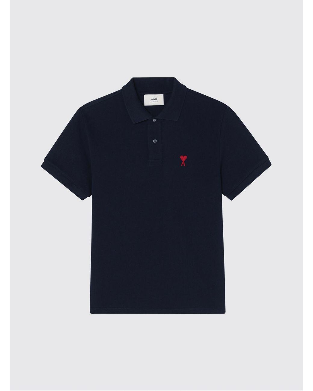 AMI Blue Logo Cotton Polo Shirt for men