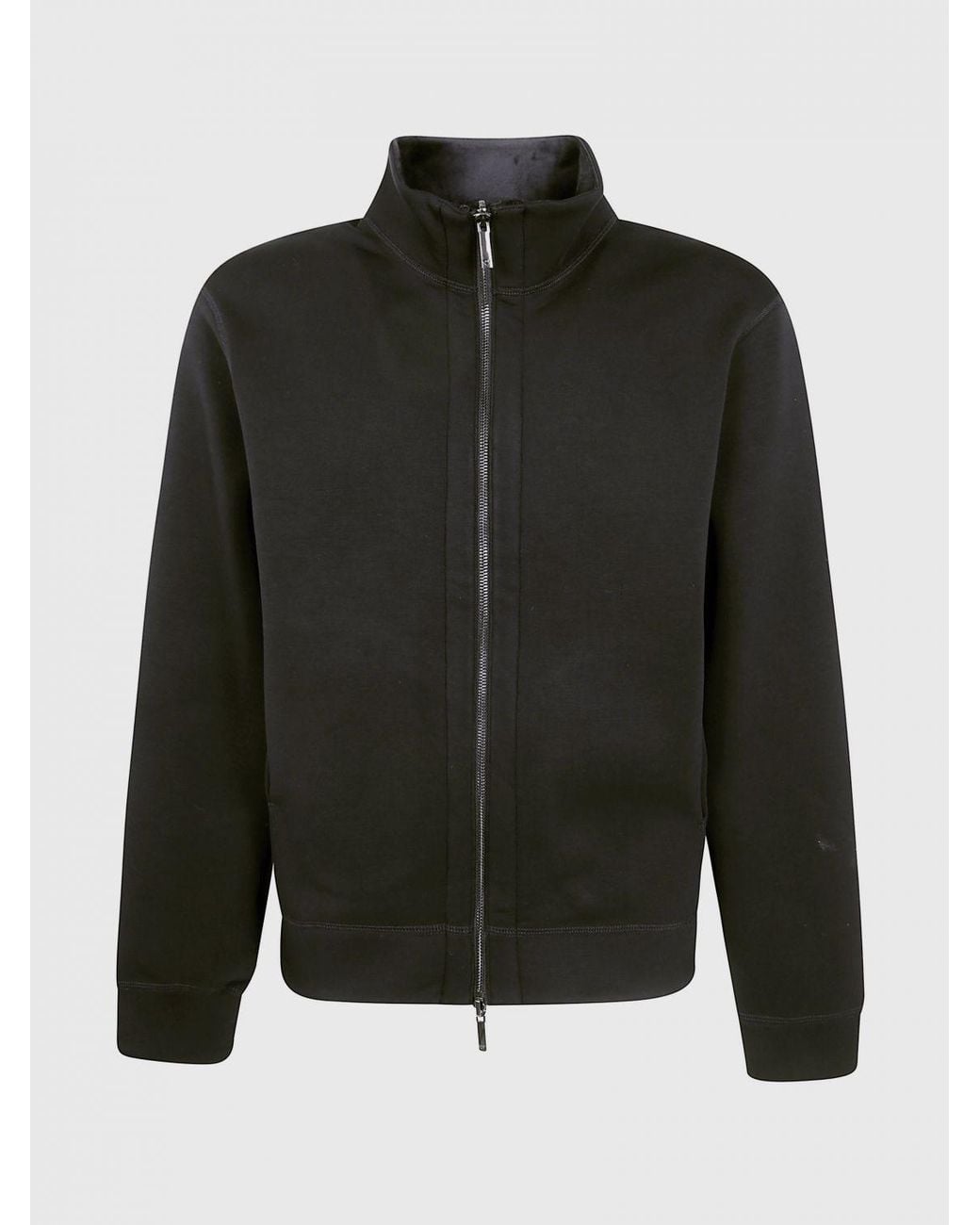 Emporio Armani Black High Neck Zip-Up Sweatshirt for men