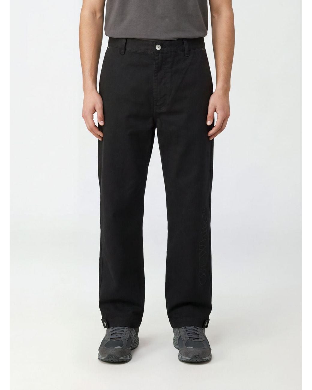 Off-White c/o Virgil Abloh Black Straight Fit Cotton Trousers With Belt Loops for men