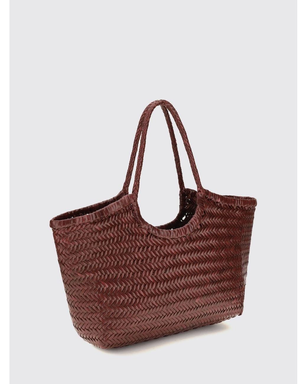 Dragon Diffusion Brown Nantucket Woven Leather Shoulder Bag With Braided Handles