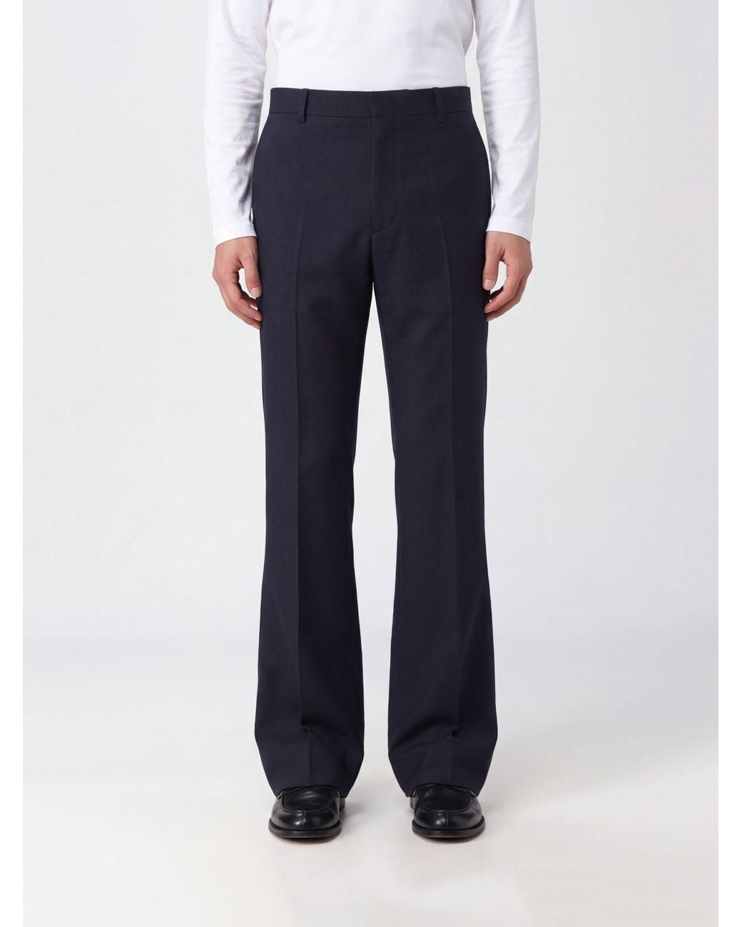 Jil Sander Blue Flared Tailored Wool And Mohair Trousers With Belt Loops for men