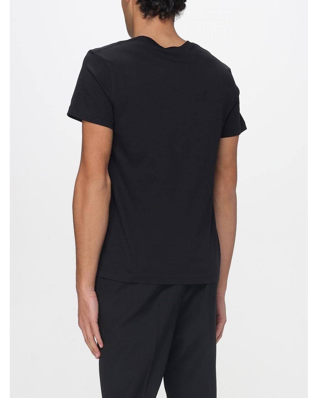 Versace Jeans Couture Black Cotton T-Shirt With Logo for men