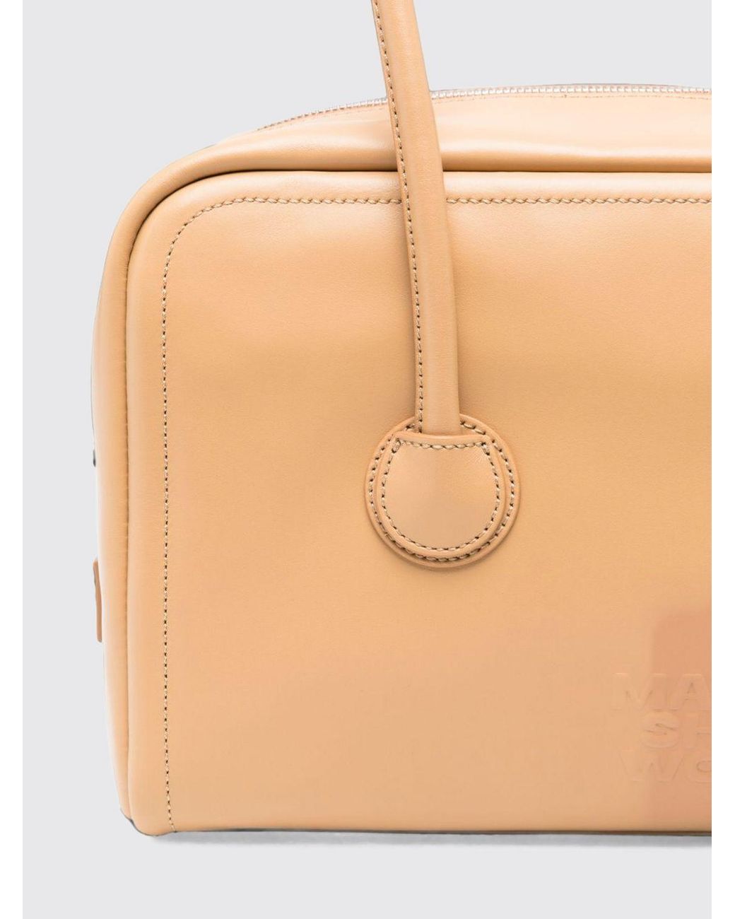 MARGE SHERWOOD Natural Boston Grained Calf Leather Shoulder Bag With Double Handle