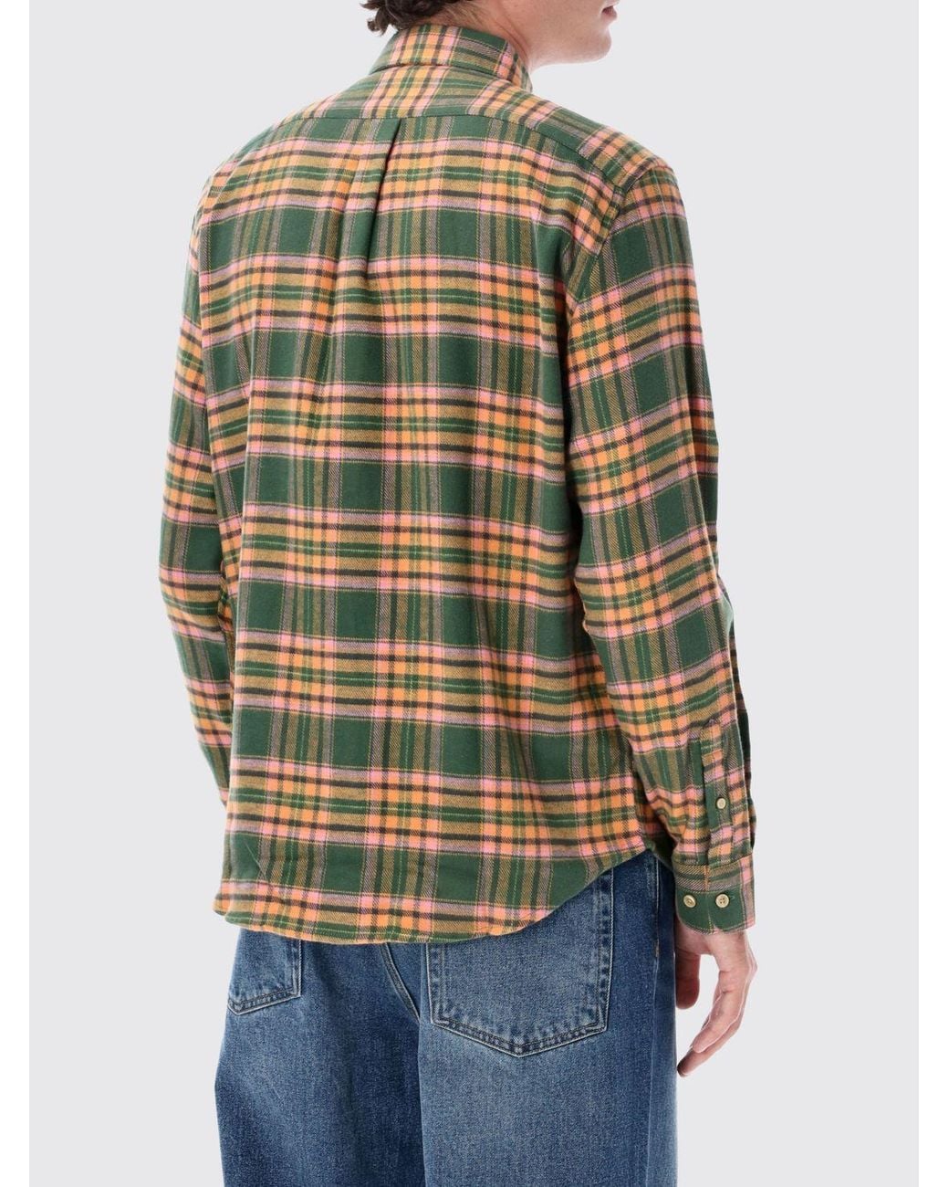 Portuguese Flannel Pink Long-Sleeved Tartan Pattern Cotton Shirt for men
