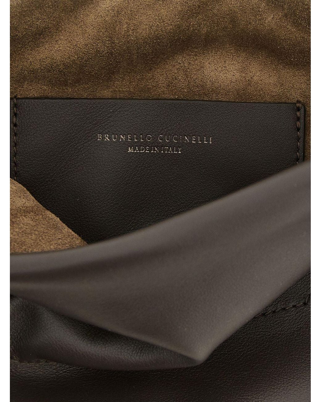 Brunello Cucinelli Gray Draped Calfskin Leather Crossbody Bag