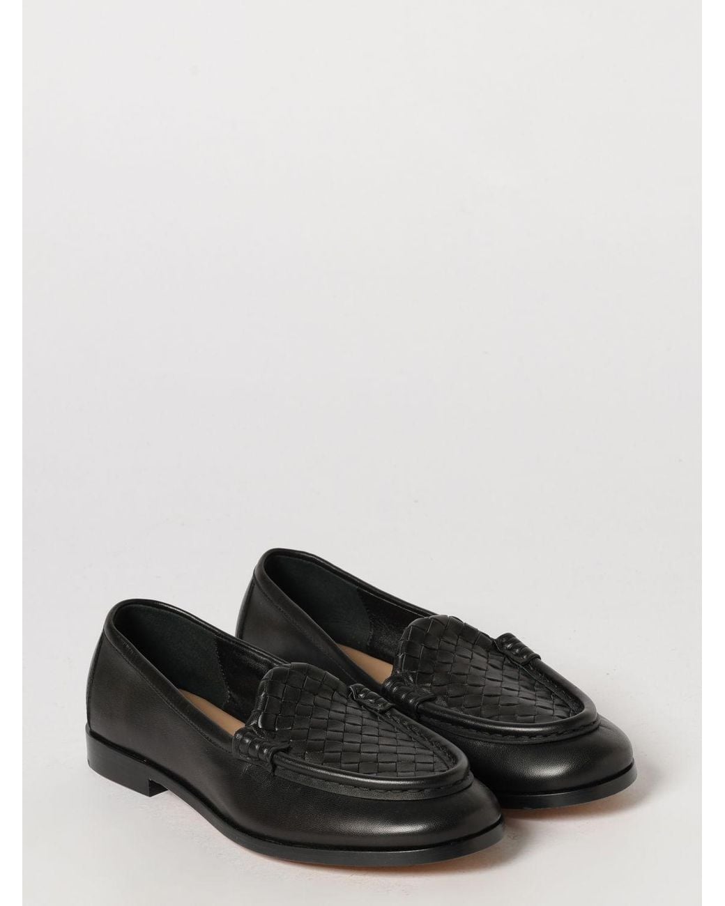 Bottega Veneta White Silenzio Intrecciato Leather Loafers With Low Heel