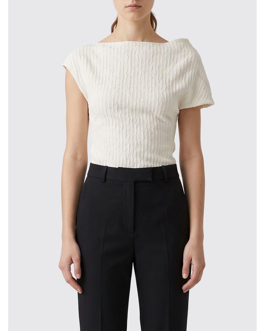 Totême White Asymmetrical Ribbed-Cotton One-Shoulder Top