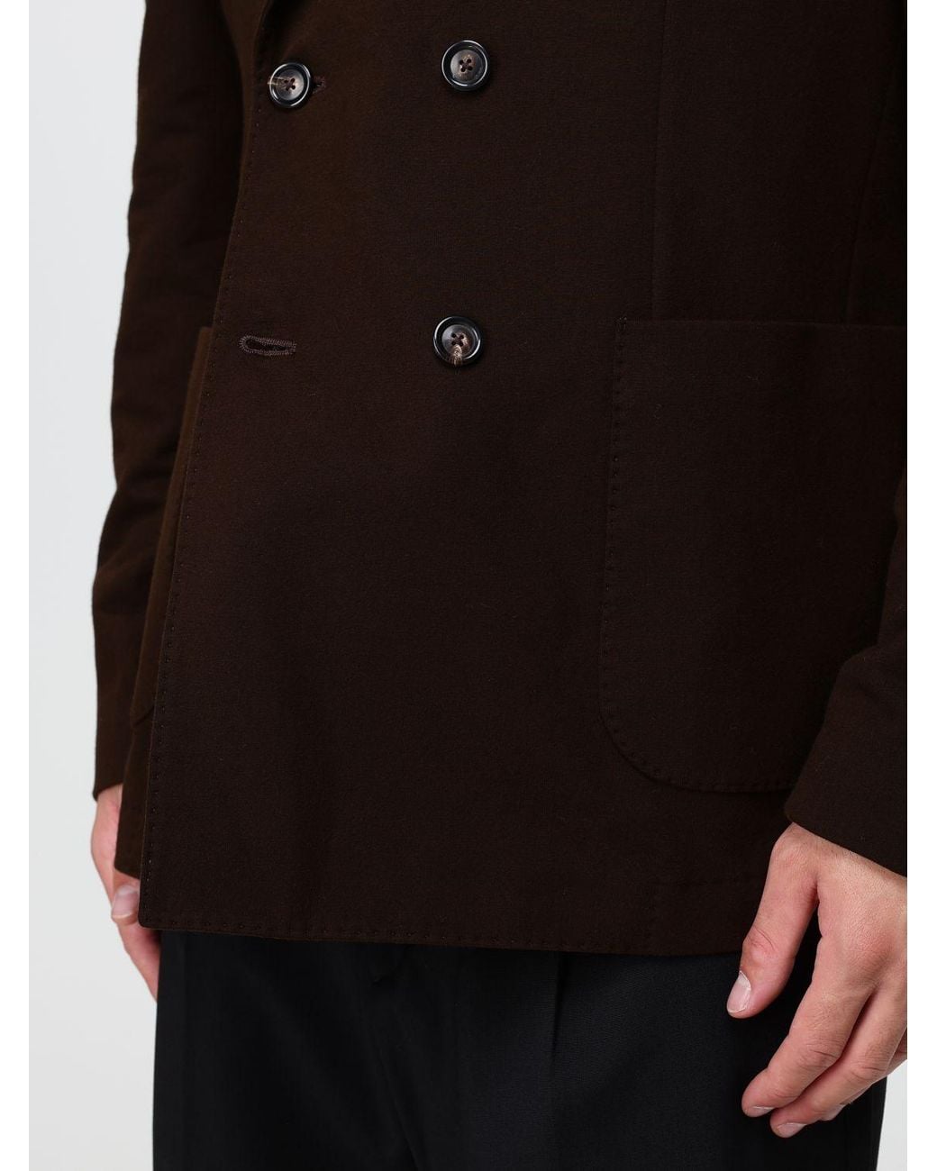 Circolo 1901 Black Slim Fit Double-Breasted Cashmere Blazer for men