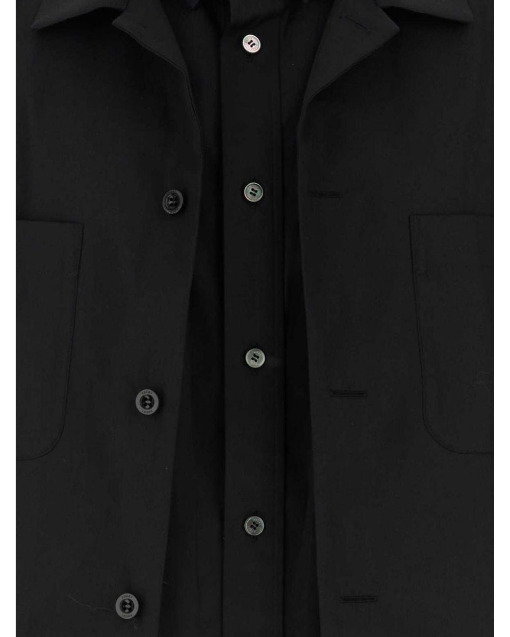 Sacai Blue Cotton-Blend Shirt Jacket With Cuban Collar And Patch Pockets for men