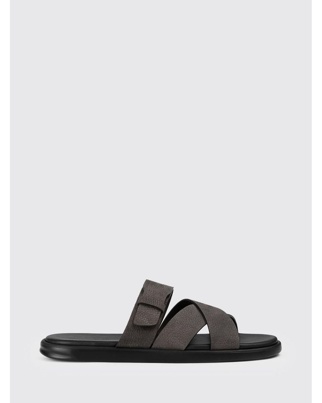Doucal's Black Grained Leather Sandals for men