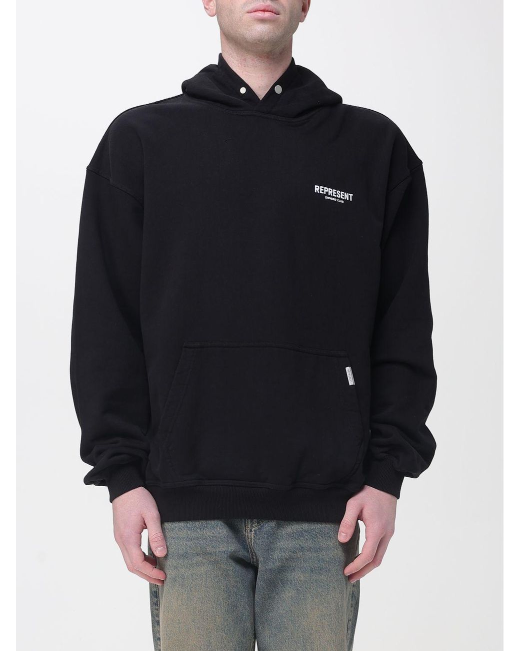 Represent Blue Cotton Hoodie for men