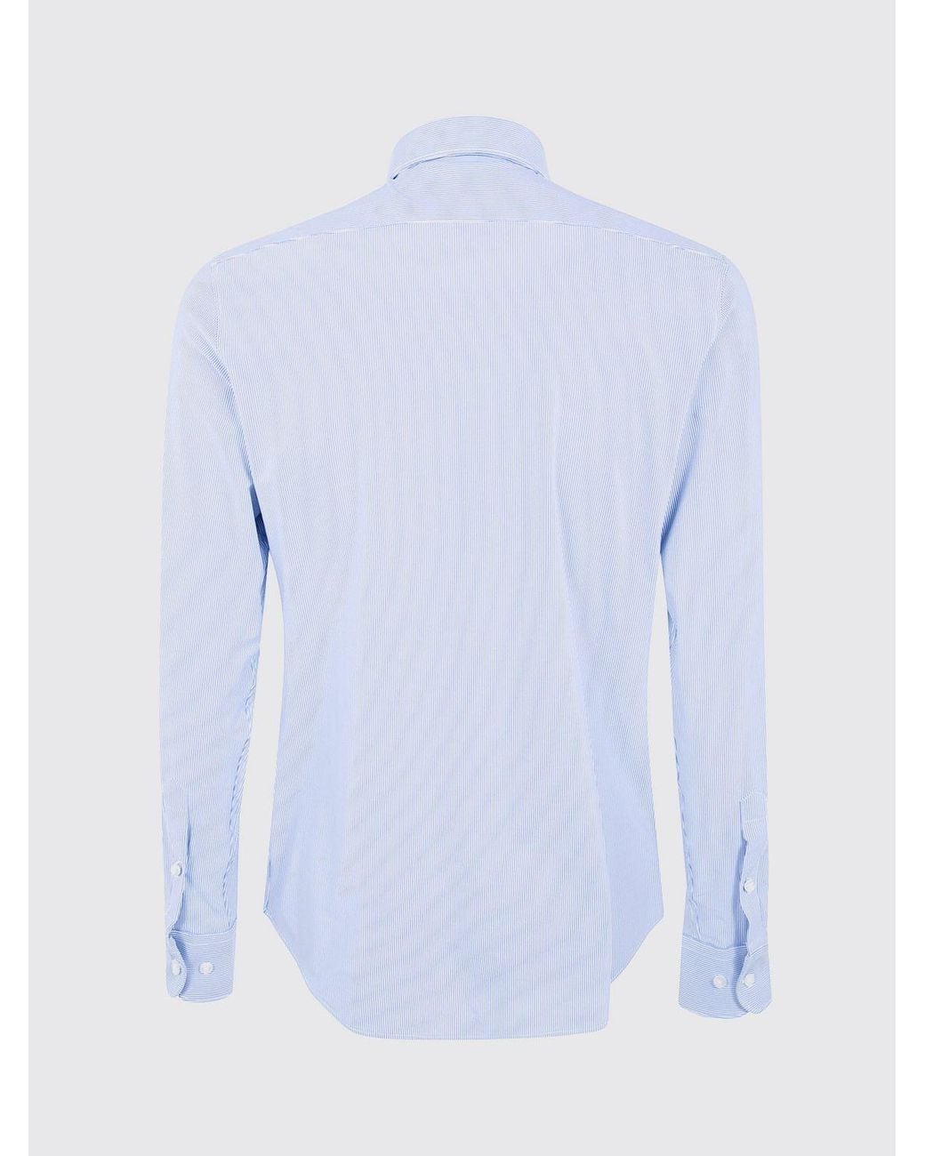 Rrd Blue Striped Technical Fabric Shirt With A Slim Fit And Classic Collar for men