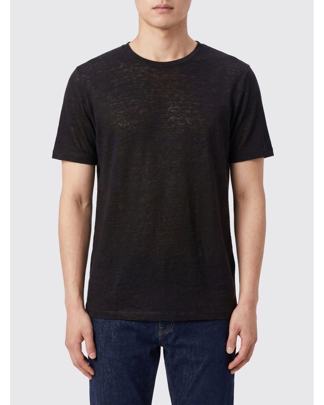 T-Shirt Basic di 120% Lino in Black da Uomo