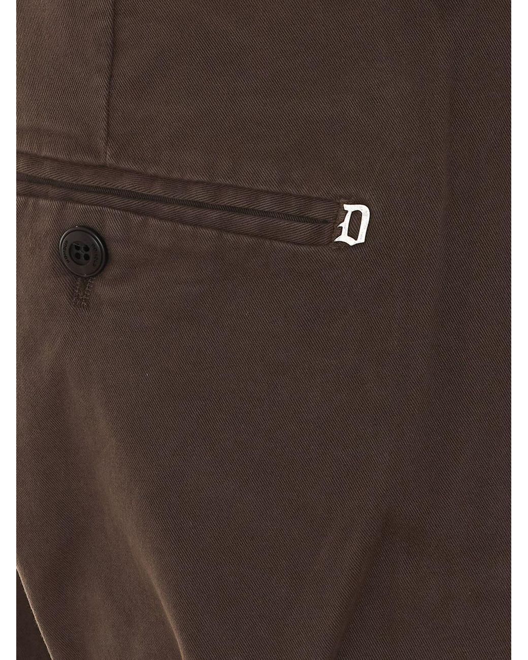 Dondup Brown Gaubert Slim Fit Mid-Rise Velvet Chino Trousers for men