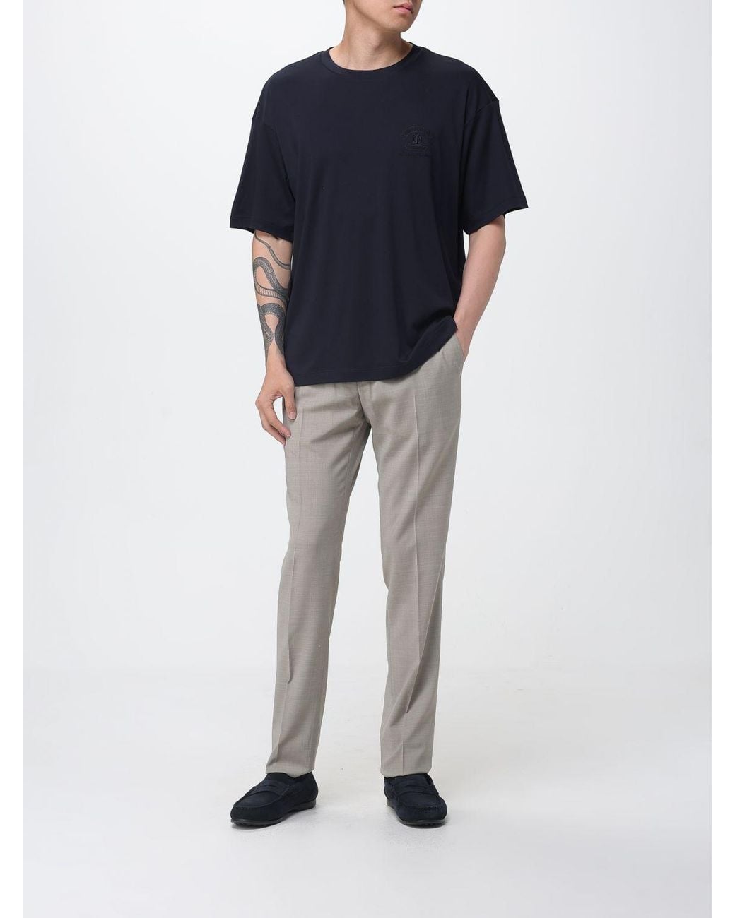 Giorgio Armani Blue Cotton Blend T-Shirt for men