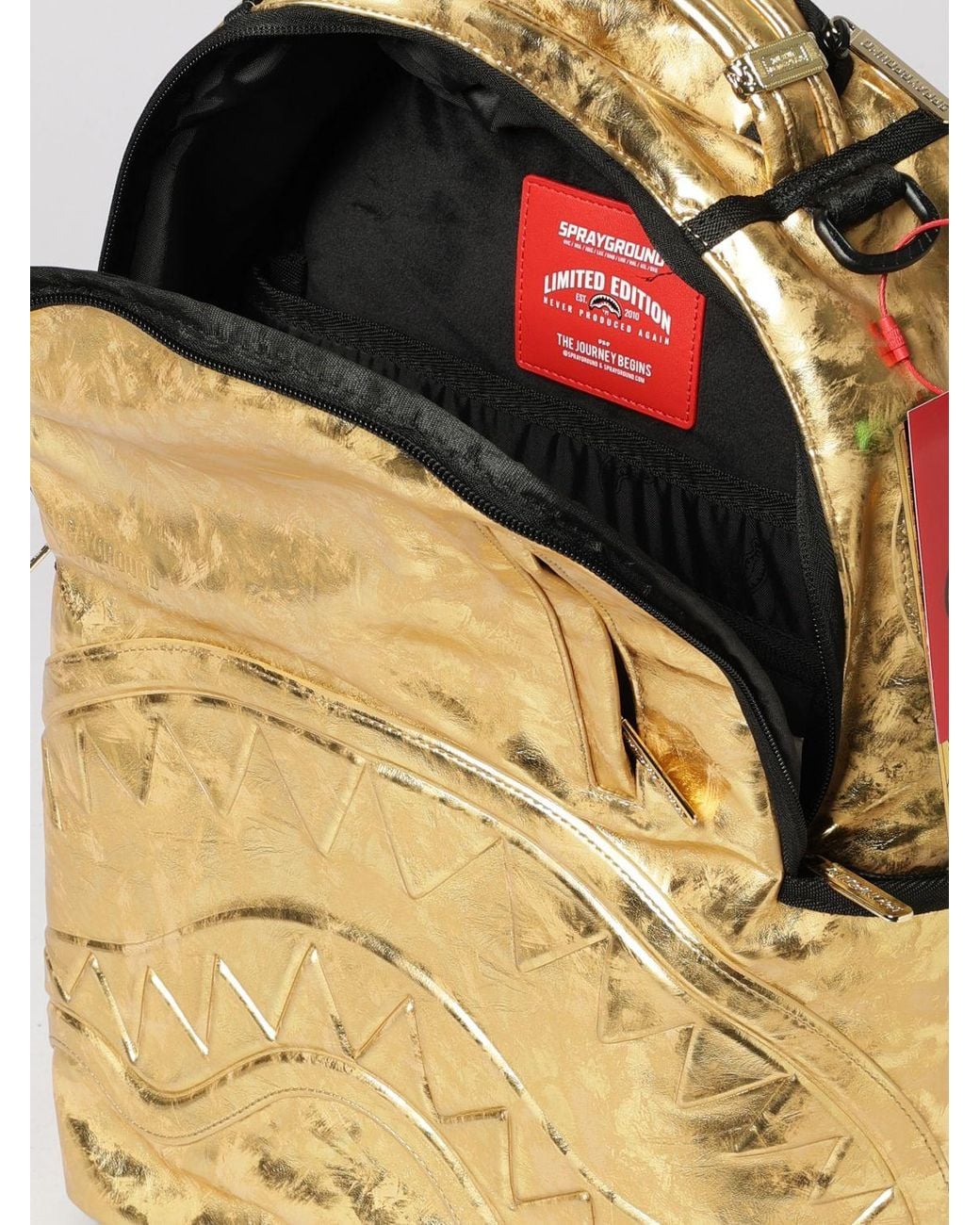 Sprayground Metallic Weathered Faux Leather Backpack With Tone-On-Tone Logo for men
