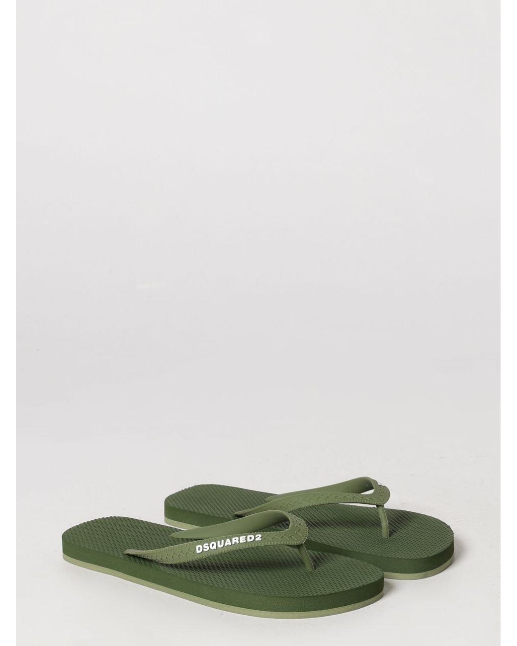 DSquared² Green Rubber Flip Flops for men