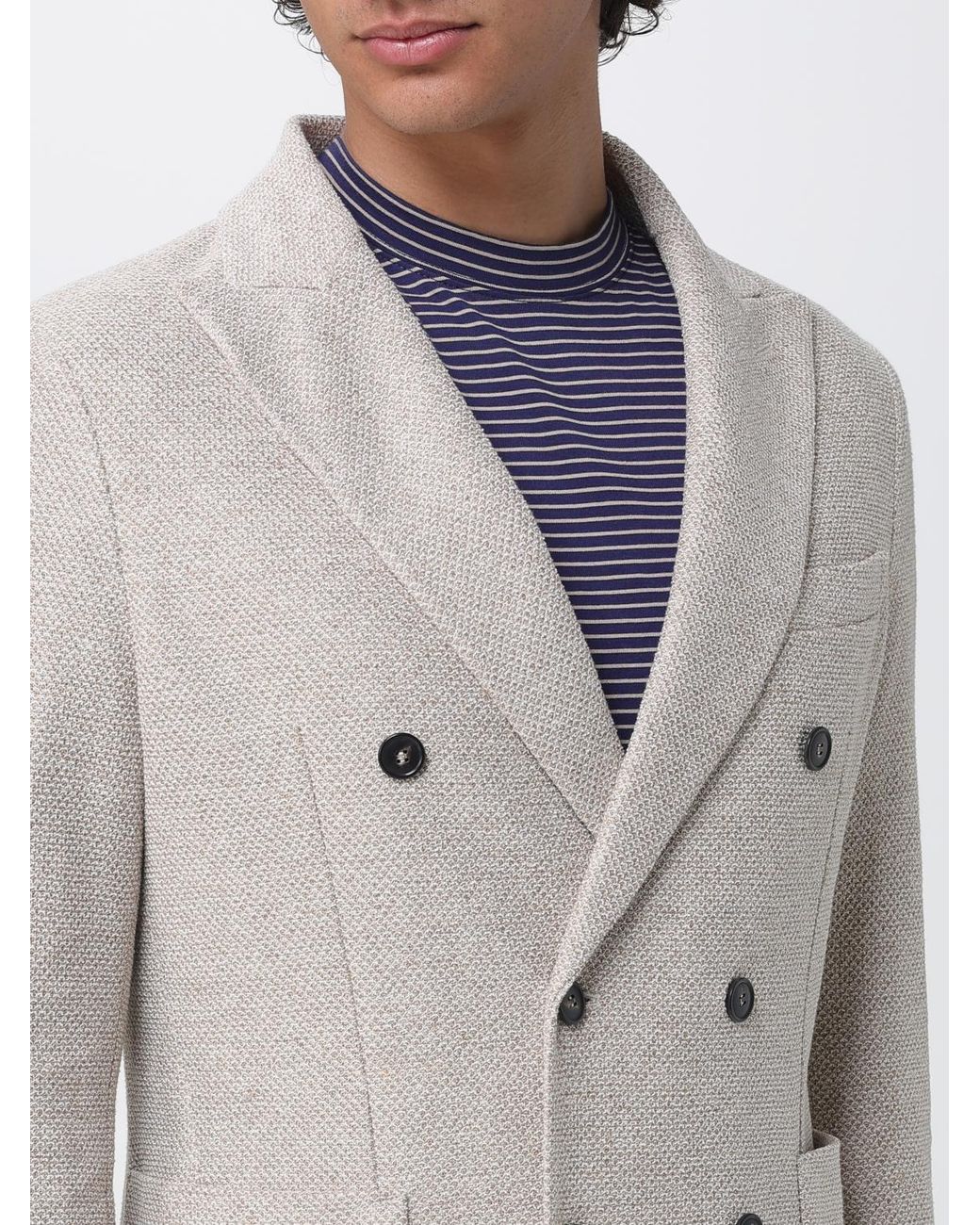 Circolo 1901 Gray Double Breasted Linen And Cotton Blazer for men
