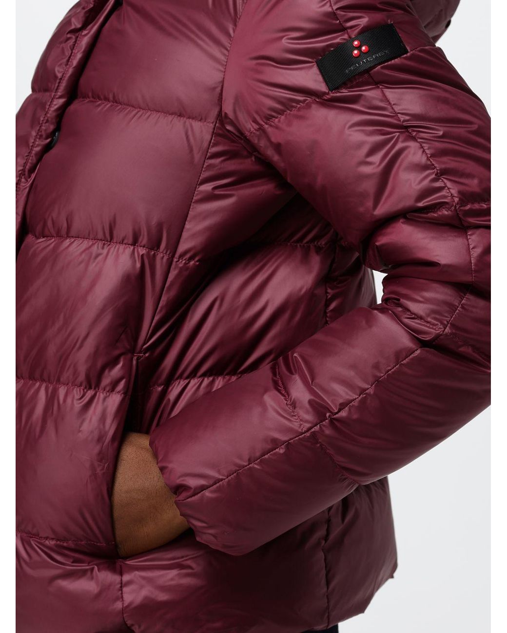 Peuterey Red Short Quilted Nylon Puffer Jacket With A Hood And Water-Repellent Finish
