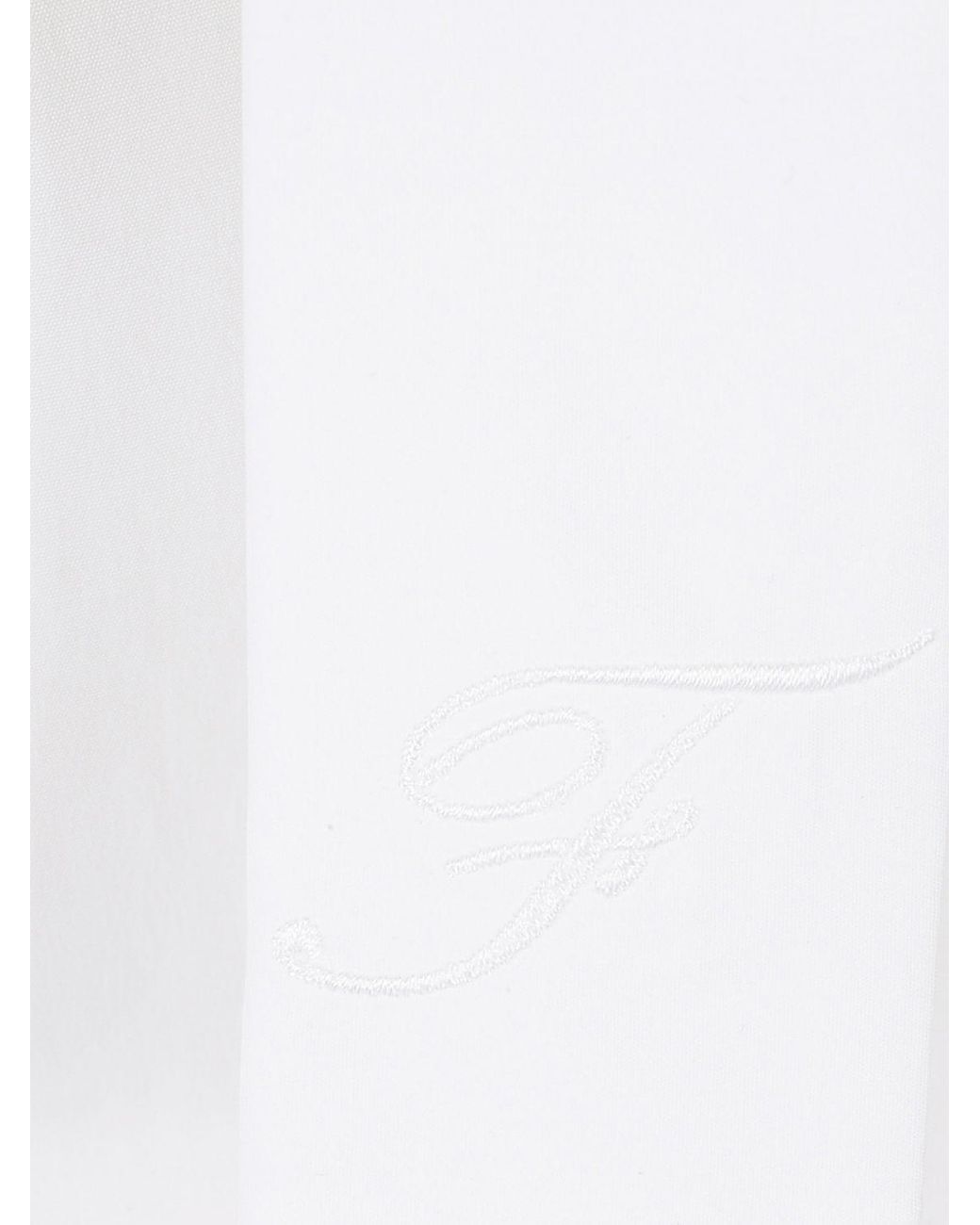 Elisabetta Franchi White Cotton Blouse With Pussy-Bow Collar And Concealed Buttons